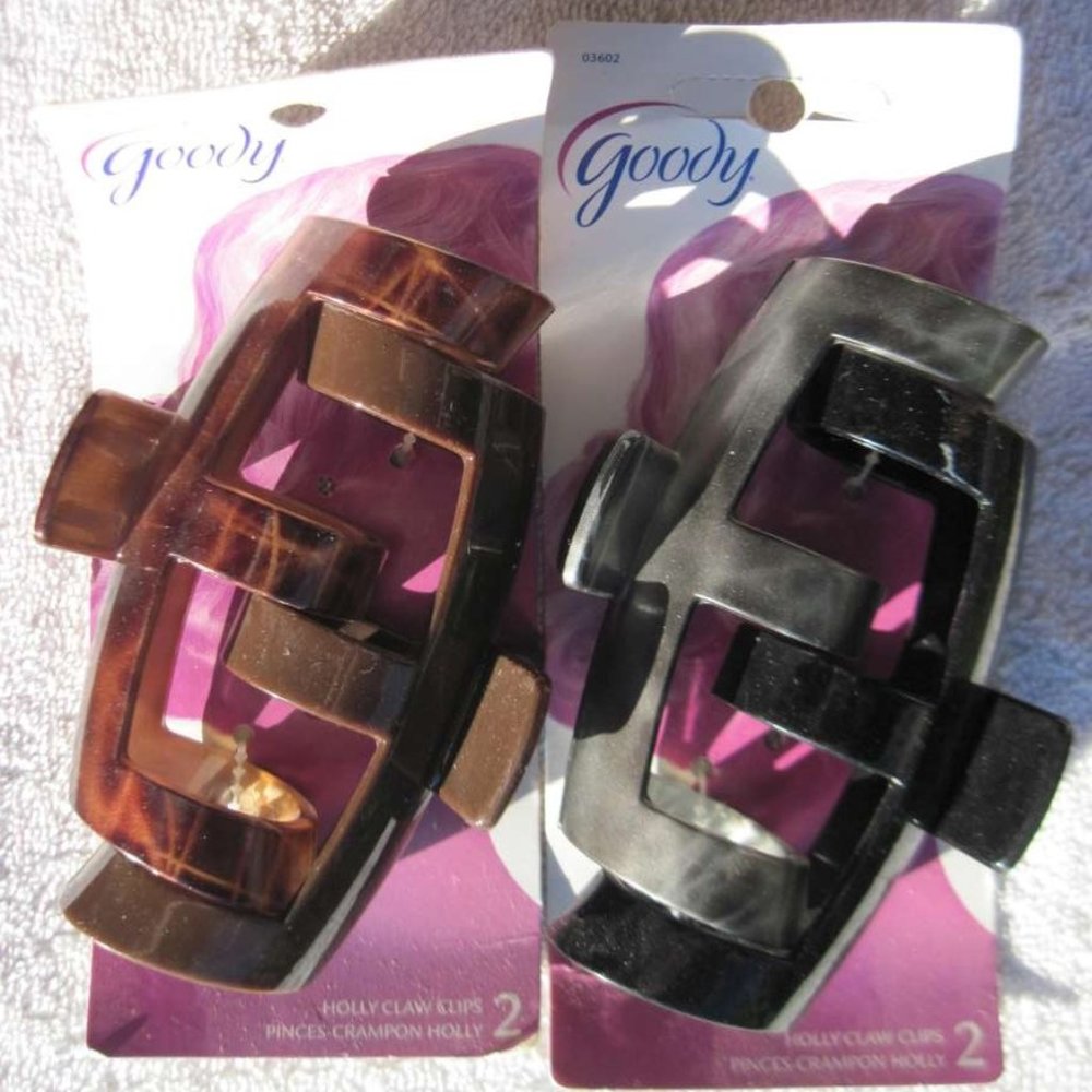 2 Goody Large Plastic Holly Jaw Claw Clips 6 Teeth Extra Inside Thick Hair Grip